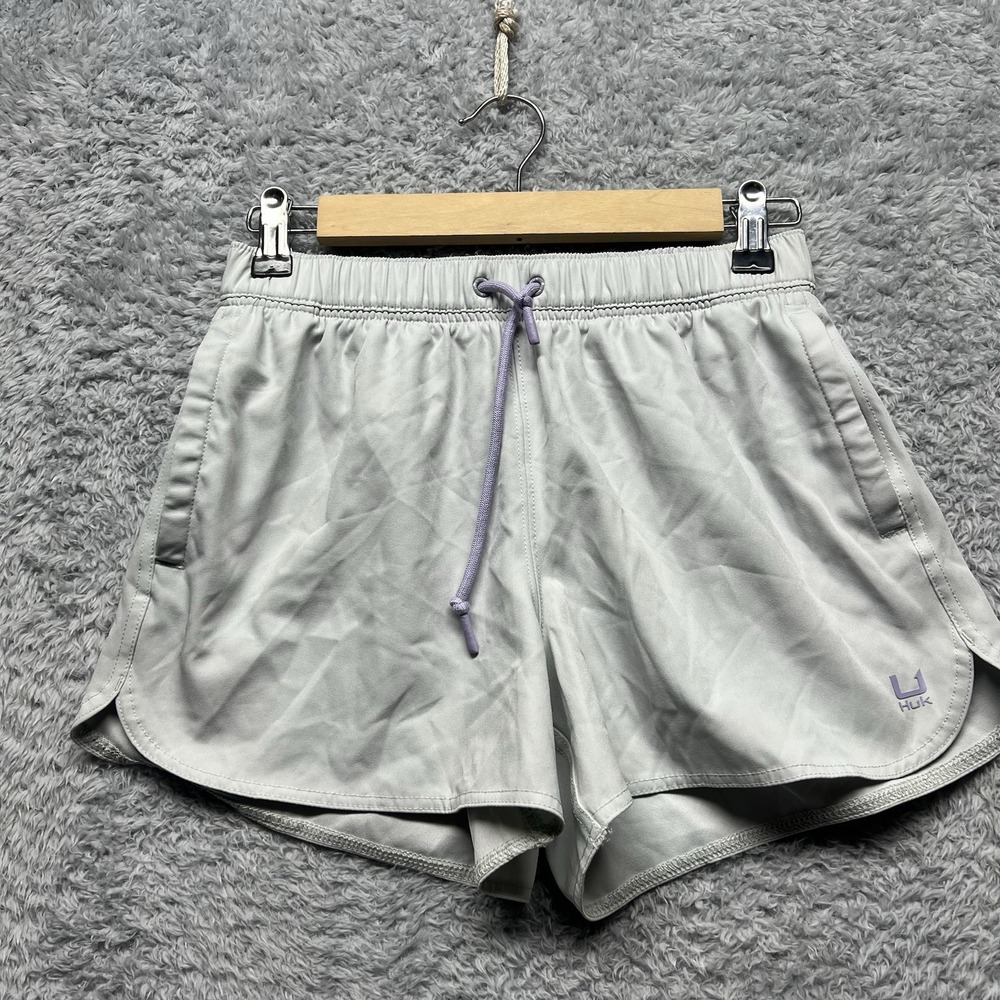 Huk Pusuit Volley Shorts Womens Small Gray Pull On Performance Drawsting